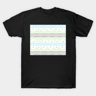 Mint Blue grey hand Drawn Tribal T-Shirt